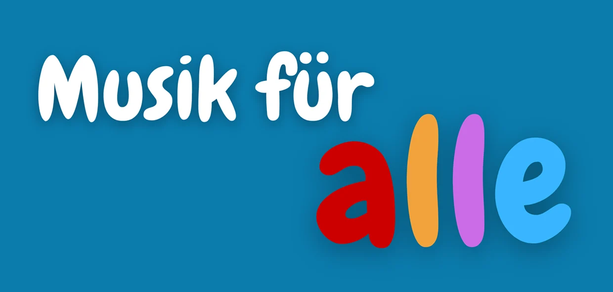 Flashmob_Musik für alle Logo Musik für alle mit bunten Buchstaben