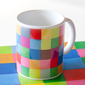 Bedruckte Tasse und Mousepad.